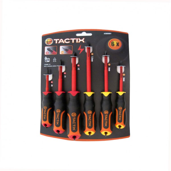 Tactix - 6 Pc Insulated Screwdriver Set non-slip grip #205601