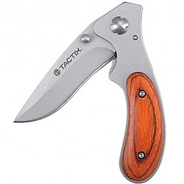 Tactix - Folding Knife Stainless Steel wooden-metal handle #475203